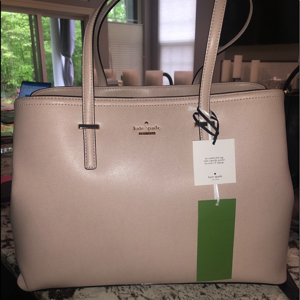 KATE SPADE LAPTOP TOTE BAG - TAN